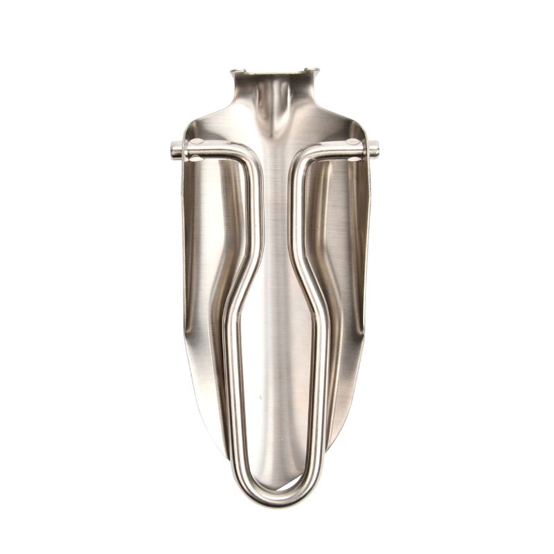 Foldable hand shovel made of stainless steel, perfect for potting and compact storage; ideal for small spaces and plant care.