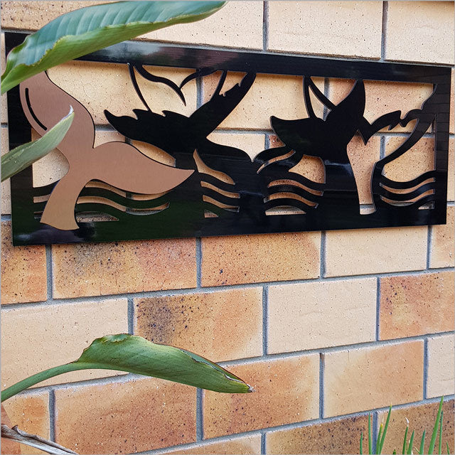Elegant black and brushed copper wall art panel showcasing Kiwiana design, perfect for indoor or outdoor decor.