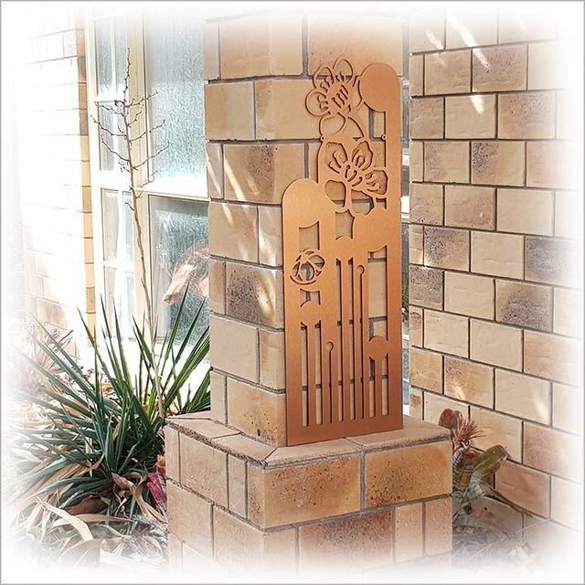 Large Koru Manuka wall art in brushed copper, showcasing Kiwiana design, 790mm tall, perfect for indoor and outdoor display.