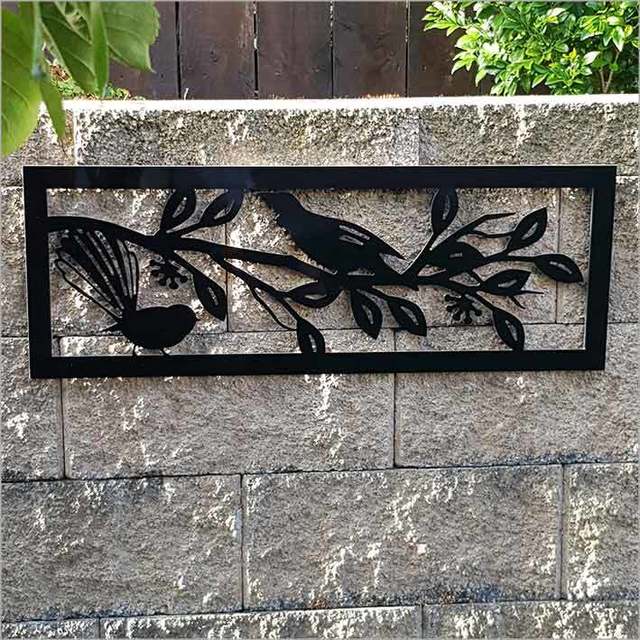 Large black wall art panel featuring a Tui Fantail design, made from durable ACM, ideal for indoor and outdoor use.