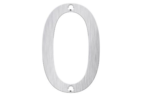 Brushed stainless steel letter box number "0", 80mm high, durable and modern for enhancing curb appeal.
