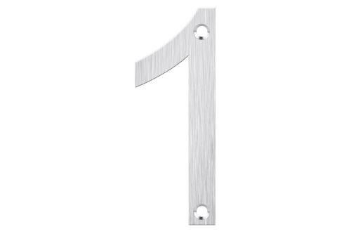 Brushed stainless steel number one for letterboxes, durable, weather-resistant, easy to install, modern design.