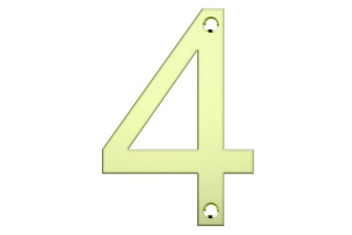 Polished brass number '4' for stylish mailbox display, enhancing curb appeal with durability and elegance.