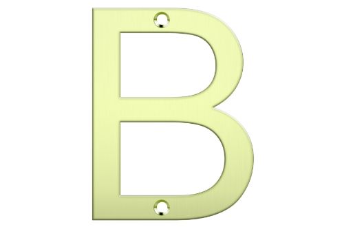 Polished brass letterbox number "B", stylish and durable, enhances mailbox visibility with an elegant finish.