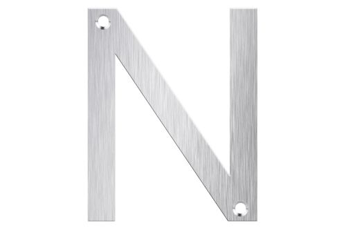 Brushed stainless steel letter box number "N" for stylish and durable mailbox upgrades, easy to install and weather-resistant.