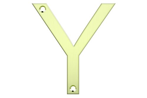 Polished brass letter box number "Y", durable and elegant, perfect for enhancing home address displays.