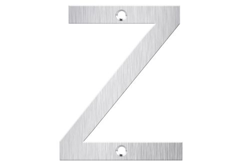 Stainless steel 'Z' letter box number in brushed finish, 80mm tall, ideal for enhancing mailbox visibility and curb appeal.