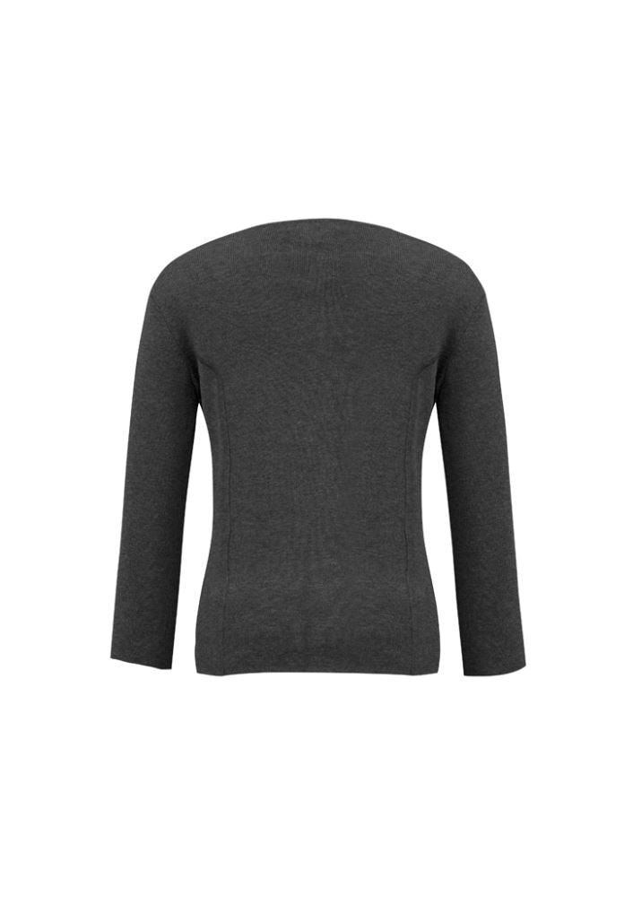 Ladies 2-way zip cardigan in charcoal, size 4XL, featuring lightweight knit for comfort and versatile styling options.