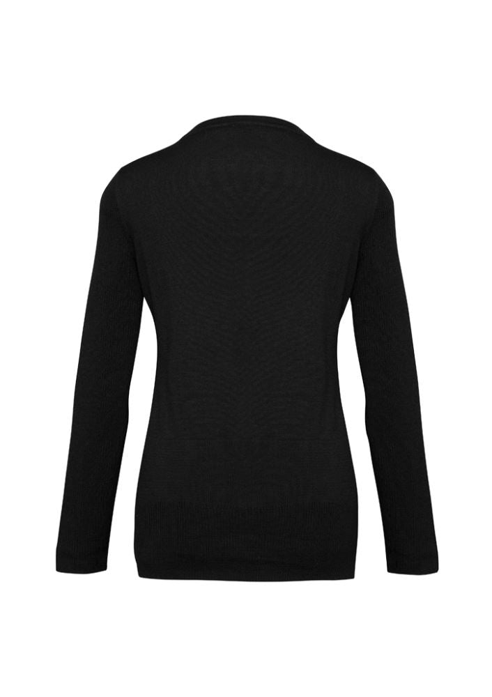 Black Ladies Milano Cardigan from Biz Collection, size S, featuring ribbed details and a button-through placket for stylish layering.