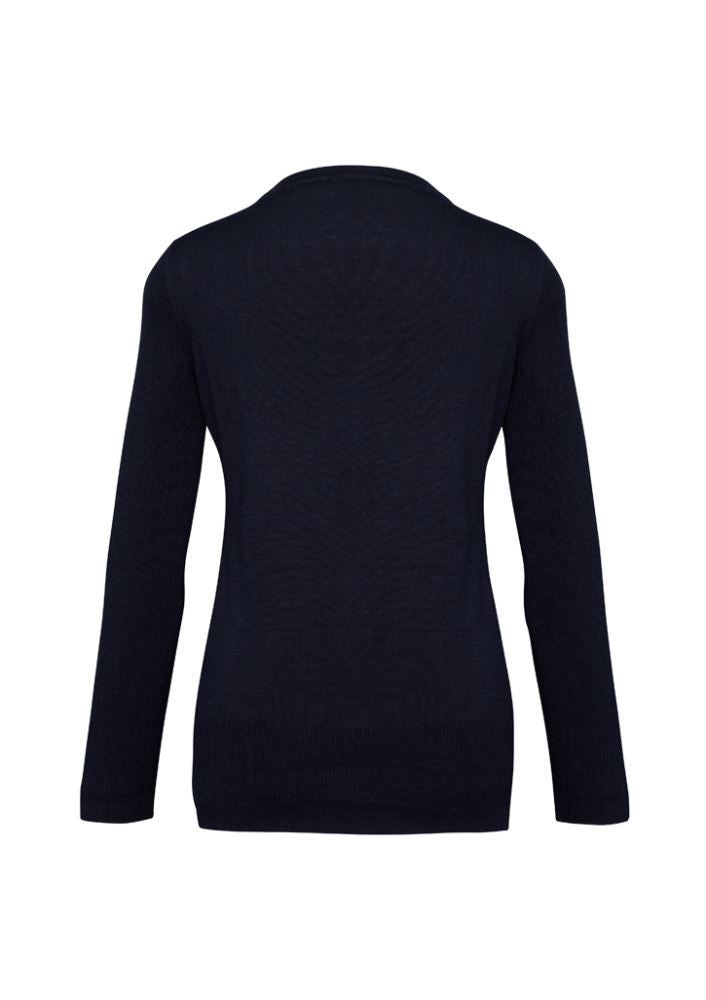 Ladies Milano Cardigan in navy, 2XL, featuring a stylish button placket, ribbed details, and warm wool blend fabric.