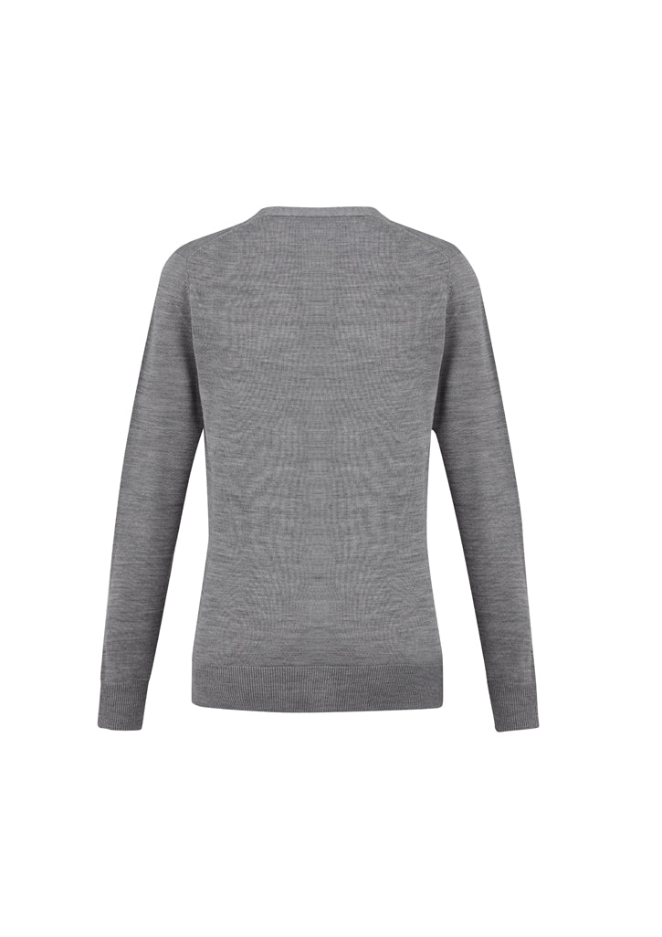 Ladies Roma Cardigan in Silver, size M, featuring a modern button-through design and soft Merino wool blend for comfort and style.