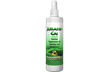 Calcium supplement for reptiles, 250mL liquid, phosphorus-free, supports strong bones and overall health.