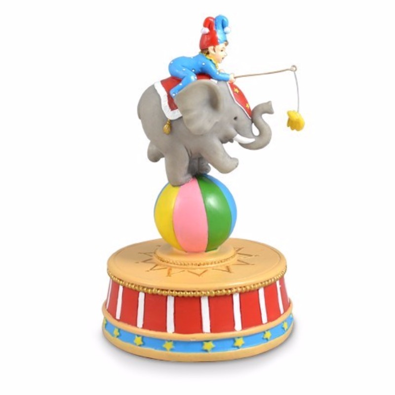 Circus Elephant Musical Carousel featuring hand-painted elephants and a colorful canopy, perfect for nursery decor and relaxation.