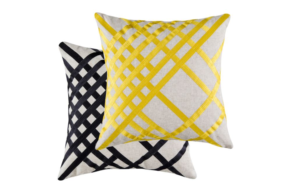 Vibrant yellow 50x50cm Loko cushion by KAS, perfect for styling bedding or adding character to your couch.