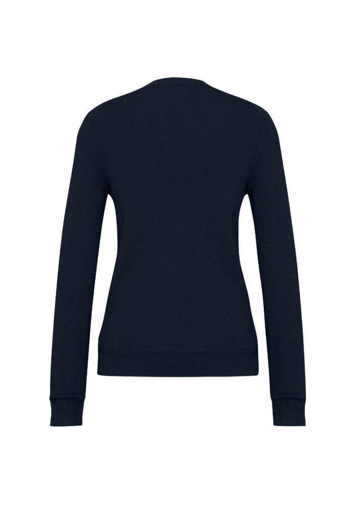 Ladies V-Neck Pullover in Navy, size 3XL, featuring a ribbed neckline and a comfortable blend of Viscose and Nylon.