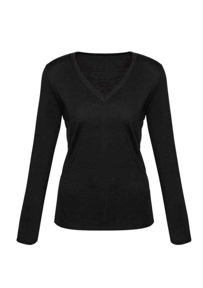 Ladies Milano Pullover in black, size XL, featuring ribbed details, slim fit, and comfortable wool blend for stylish layering.