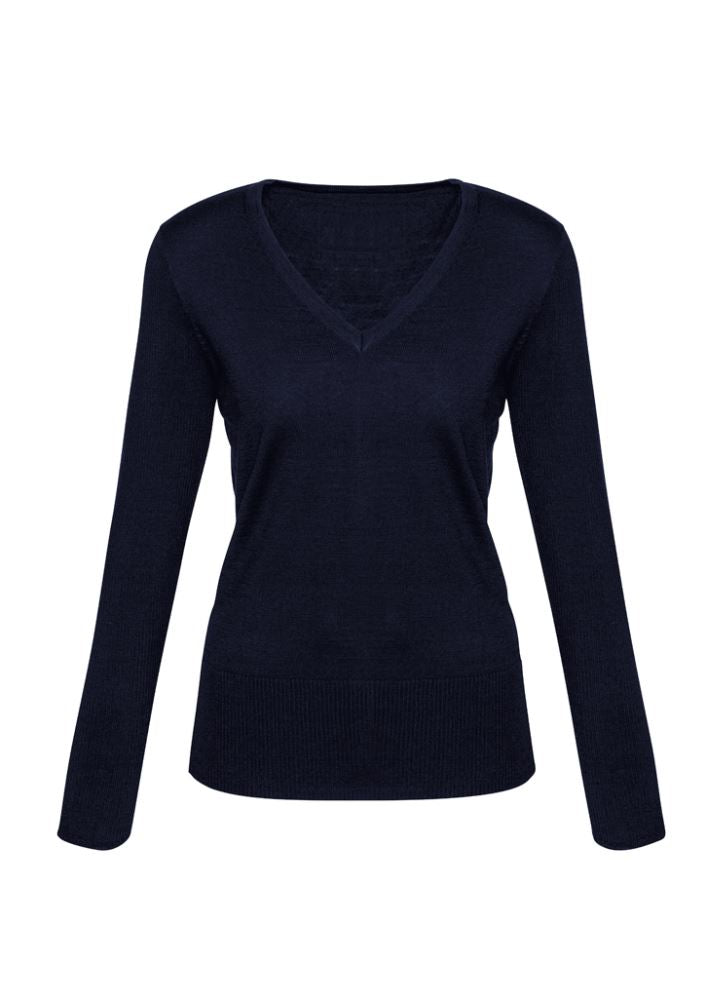 Navy Ladies Milano Pullover in XL, a soft, durable blend with ribbed details for stylish comfort and versatility.