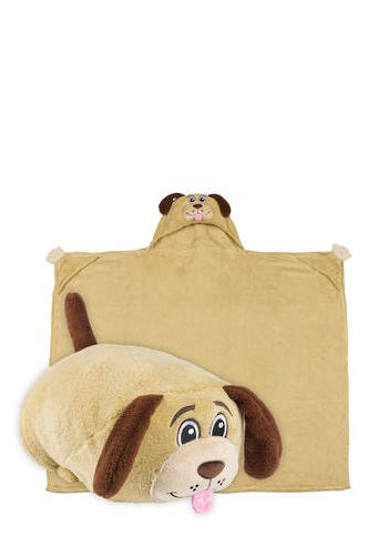 Soft plush dog that transforms into a cozy 36"x47" blanket, perfect for cuddles, playtime, and adventures.