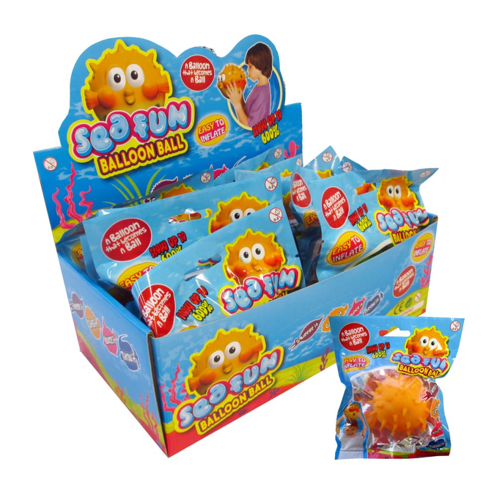 Colorful inflatable sea animal balloon balls, 8.5cm, perfect for kids' play and beach fun, featuring octopus, dolphin, and turtle designs.