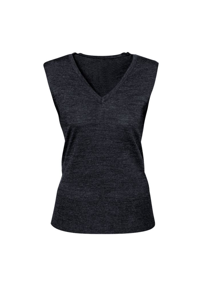 Ladies Milano Vest in Charcoal, size 3XL; stylish V-neck, soft wool-acrylic blend, perfect for layering.
