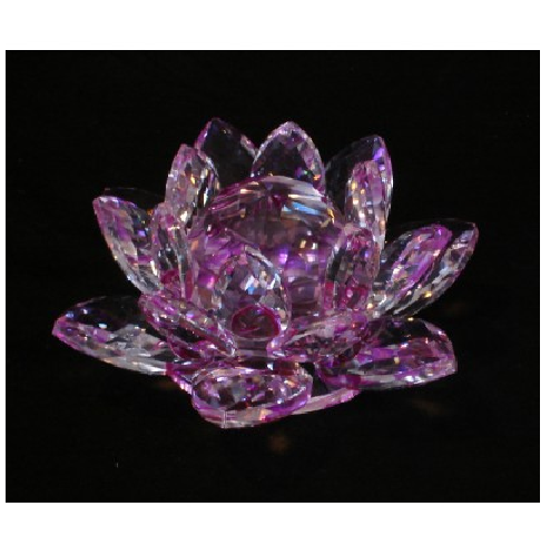Pink glass lotus flower ornament, 12cm wide, perfect for enhancing decor or gifting.