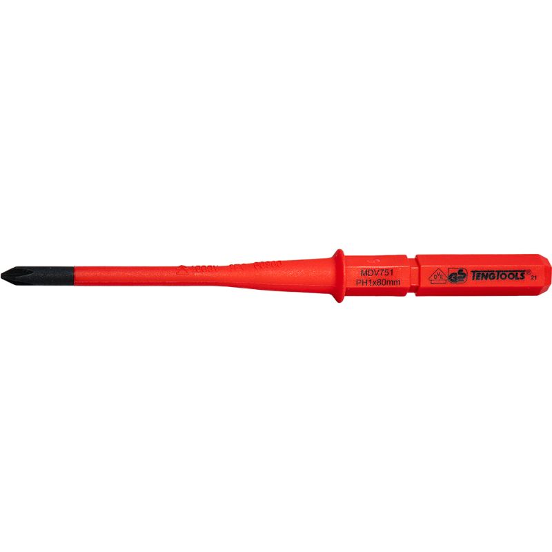 Teng 1000V PH1 Slim screwdriver with insulation, designed for safety and easy access to recessed screws in electrical work.