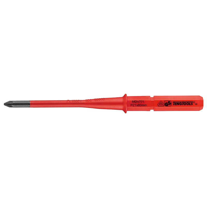 Teng 1000V Slim PZ1 screwdriver with insulated ultra-slim blade for safe, precise work on live electrical components.