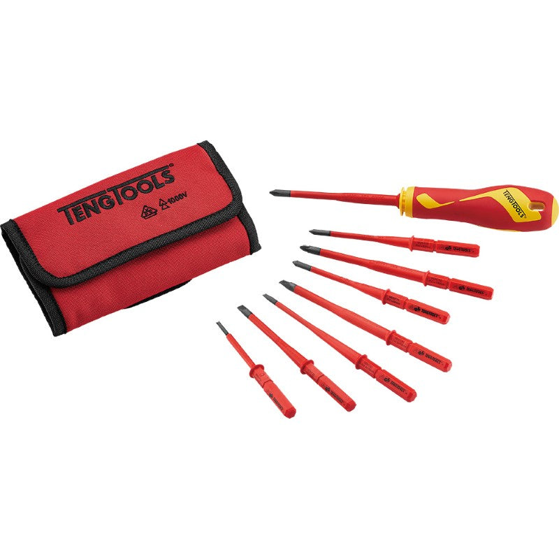 Teng 9pc Insulated Interchangeable Blade Set Wallet featuring safe, versatile blades for electrical work, organized in a portable wallet.