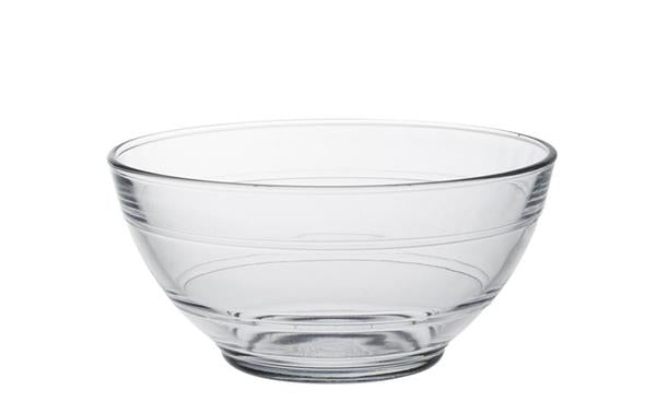 Clear glass Desert Bowl by Duralex, 510ml, stylish for serving salads, desserts, or snacks, durable tempered design.