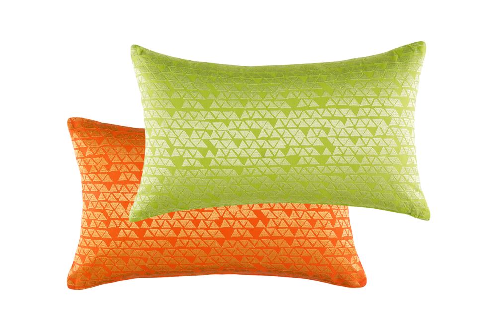 Lime green KAS Minna cushion, 35 x 55cm, adds style to bedding or couches.