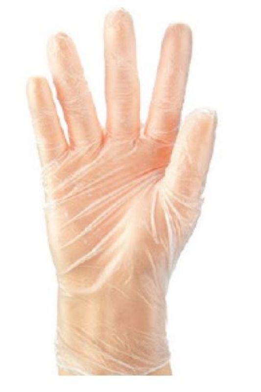 Clear vinyl gloves, powder-free, size large, 5.0g, ideal for food handling and non-hazardous tasks, pack of 1000.