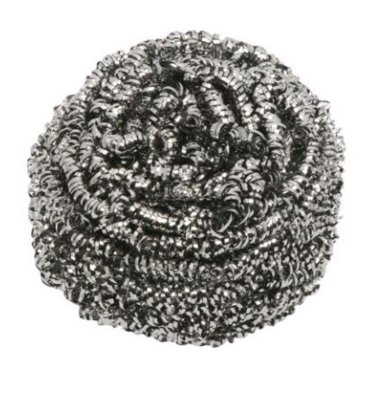 "Pack of 60 durable stainless steel scourers, ideal for heavy-duty cleaning in kitchens and industrial settings."