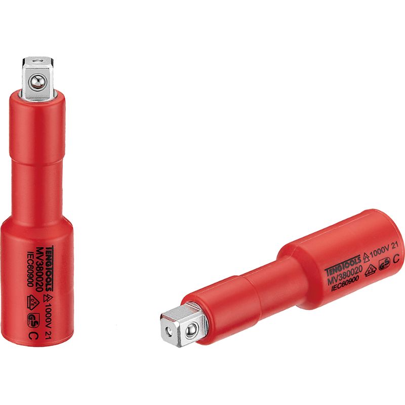 Teng 1000V VDE 3/8in Dr. Insulated Extension Bar, 3in; safe for live work up to 1000V, chrome vanadium with dual-color insulation.