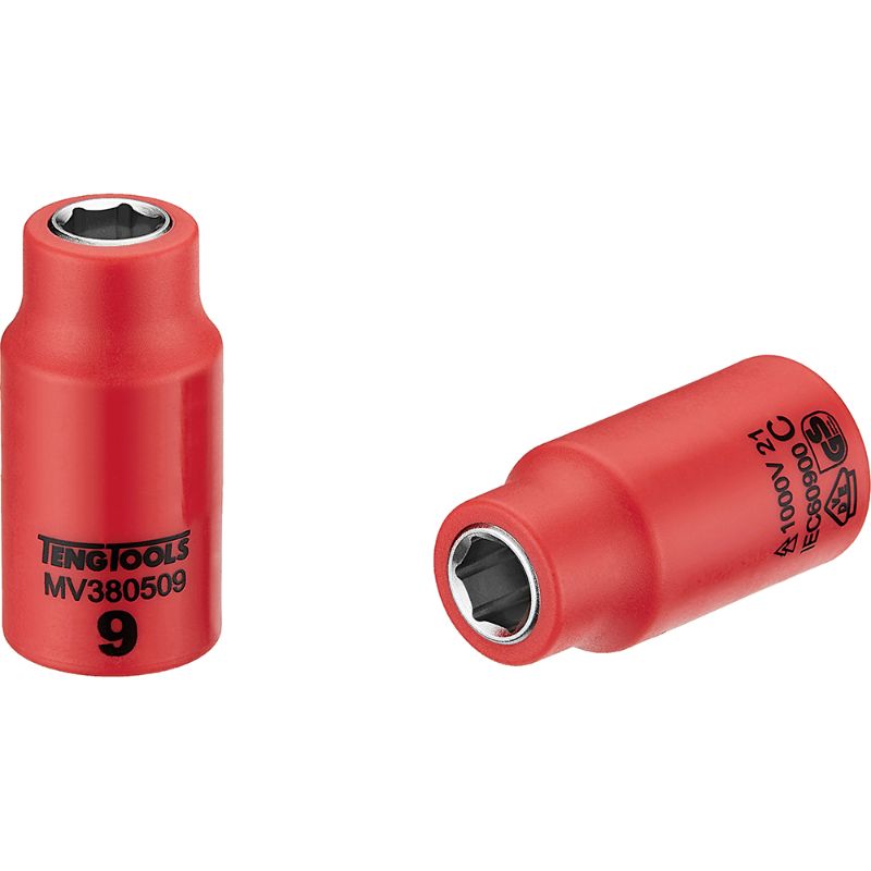 Teng 1000V VDE 3/8in Drive 9mm Insulated Socket for safe, live electrical work up to 1000 volts, with superior grip and durability.