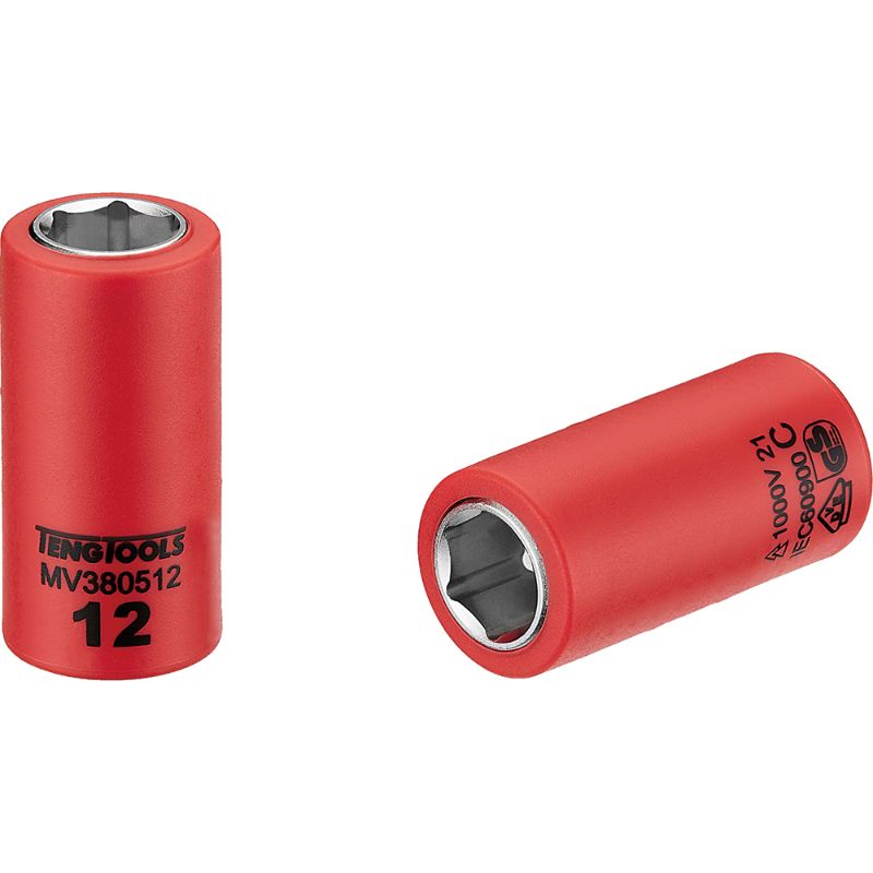 Insulated 12mm socket for electricians, safe for live work up to 1000V, with durable design and excellent grip.