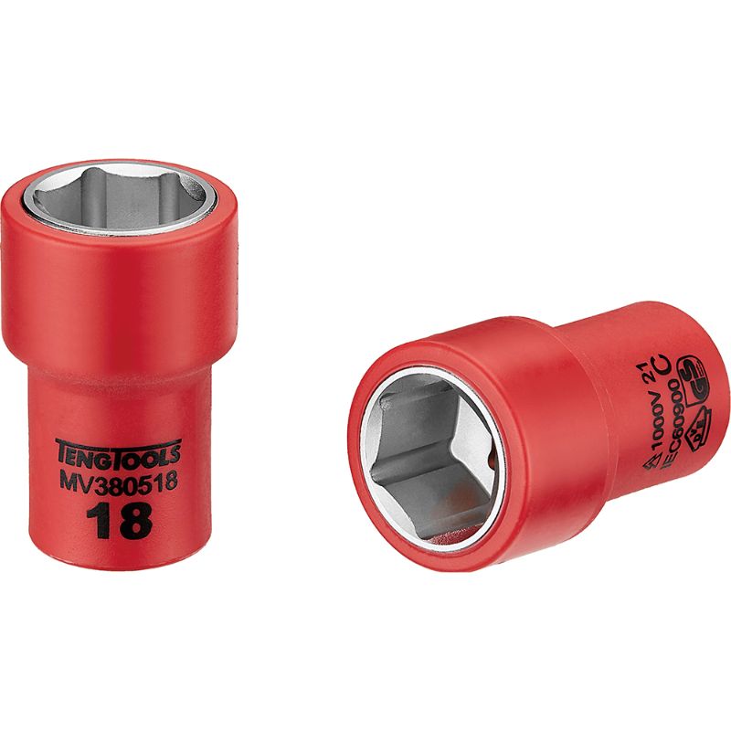 18mm insulated socket for live electrical work, designed for safety and performance with a 6-point grip and durable construction.