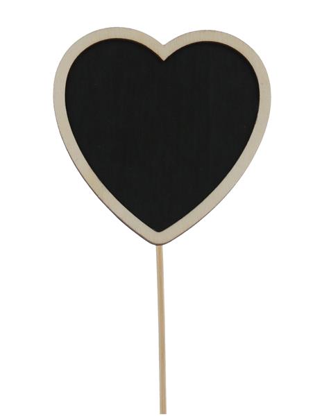 Heart-shaped blackboard with a natural border, ideal for messages and decor at weddings and events, 26X8CM size.