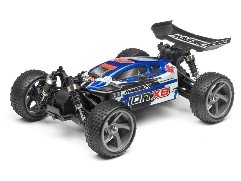 Body Painted: Ion XB Blue - vibrant blue RC buggy body with durable finish and decals for enhanced style and performance.