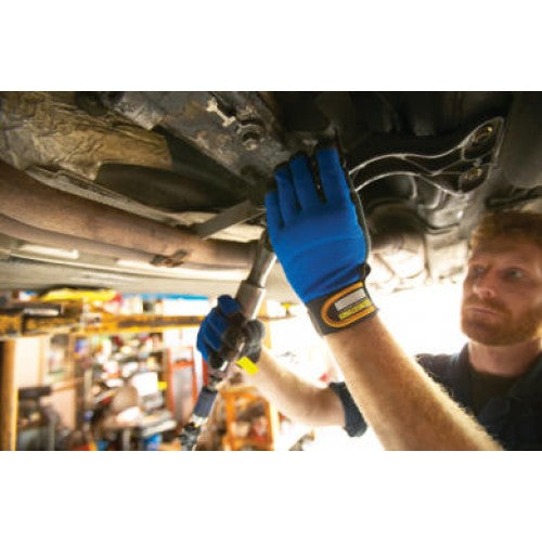 Youngstown Mechanics Plus Work Gloves in Medium, offering padded palms, moisture-wicking fabric, and adjustable fit for durability.