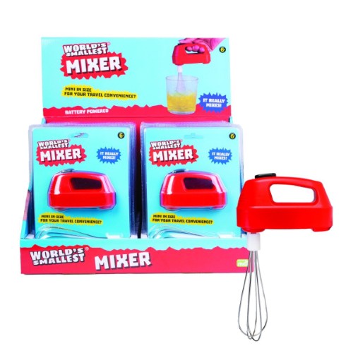 Set of 12 miniature battery-operated mixers, perfect for small kitchen tasks and designed for easy handling by kids.