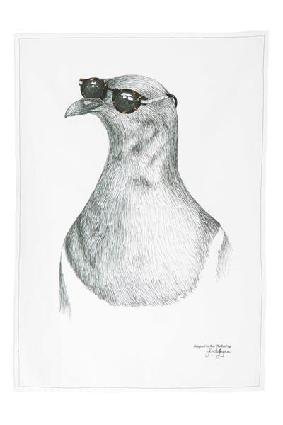 Kari Kereru Tea Towel by Krystal Lynn featuring a vibrant Kiwi bird design, perfect for adding Kiwi charm to your kitchen.