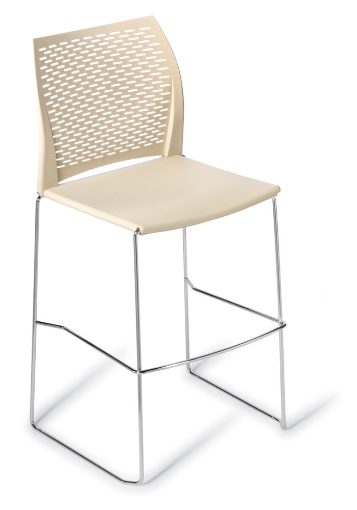 Sand Bar Stool Net features a modern design, slim profile, perforated backrest, and sturdy frame for comfort and style.