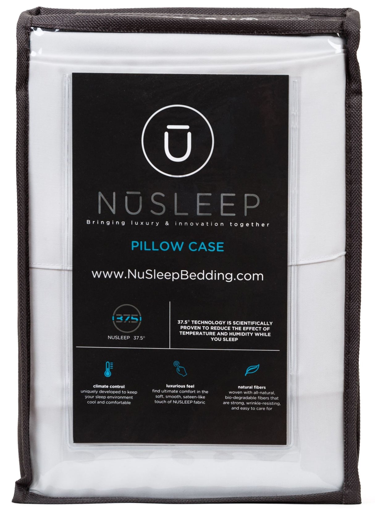 NuSleep Pillowcase Pair featuring 37.5 Technology for breathability, moisture-wicking, and luxurious comfort.