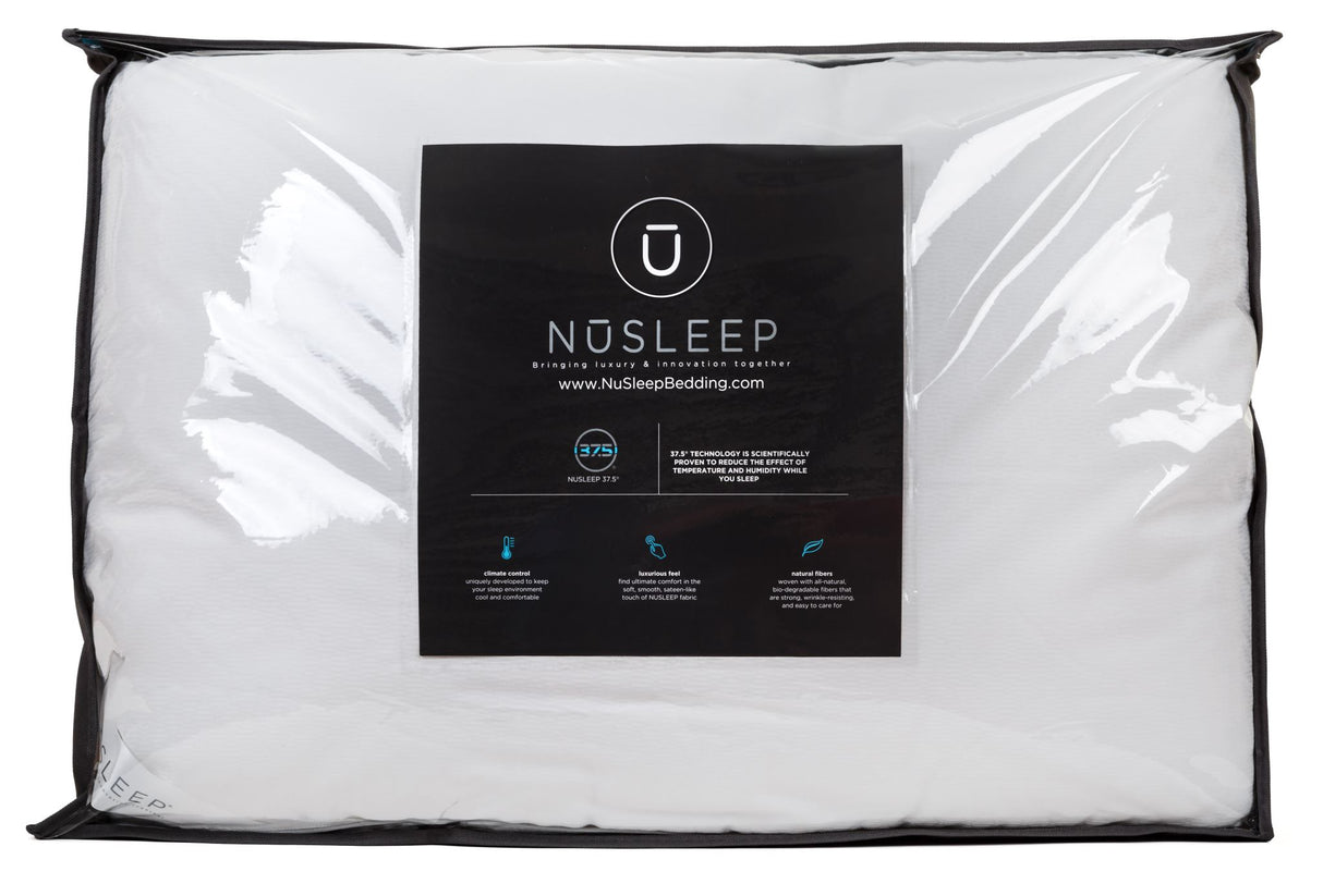 King Jacquard Pillow from NuSleep featuring 37.5® Technology for breathability, durability, and comfort, with a washable cover.