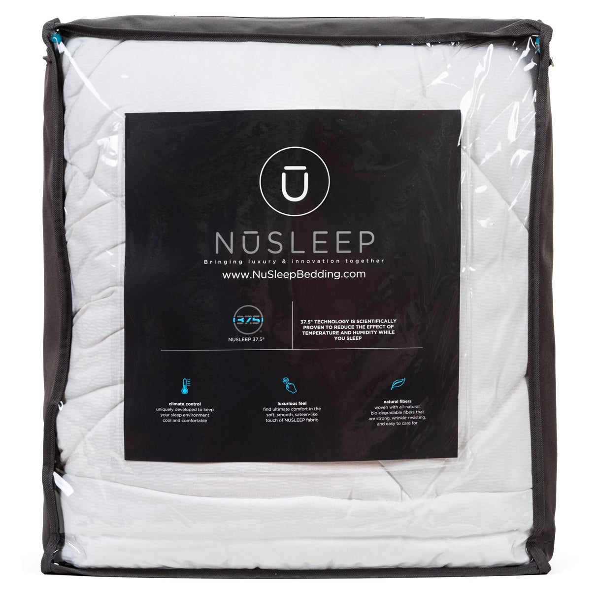 Waterproof Mattress Pad Double NuSleep with breathable cotton blend, 37.5® Technology, and snug fit for ultimate sleep comfort.