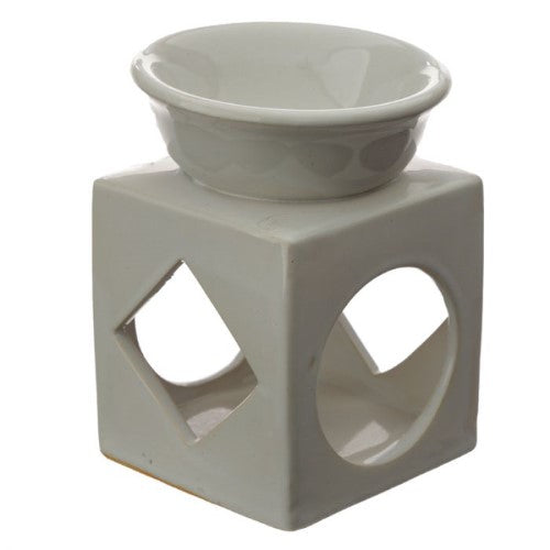 Ceramic Oil and Wax Burner Eden Cube with Geometric Cut Out (Set of 3 Asstd)