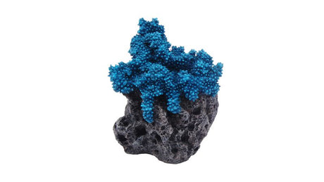 Blue Coral Aquatic Ornament, 15cm tall, vibrant replica enhances aquariums, offers hiding spots for fish, made from safe materials.