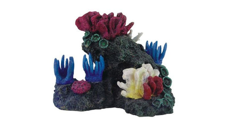 Colorful 20cm coral reef ornament for aquariums, enhancing aesthetics and creating hiding spots for fish.