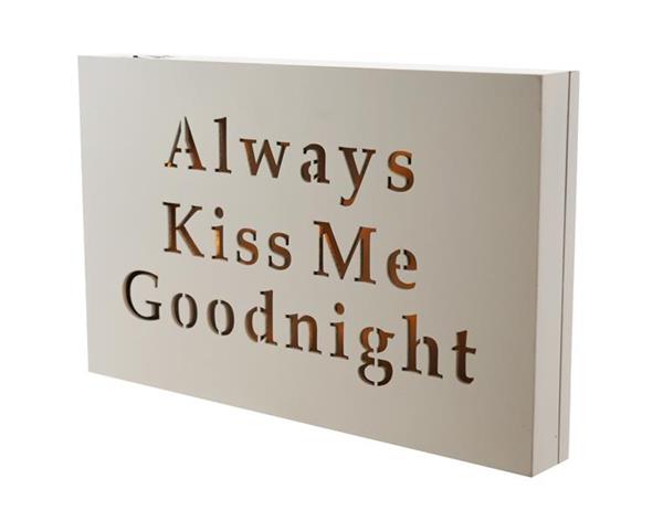 Light box sign with the phrase 'Always Kiss me Goodnight', vintage style, perfect for home decor or gifting.