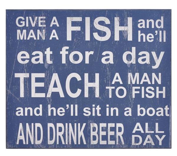 Plaque featuring 'Give A Man A Fish', 30 X 25CM, crafted from MDF, ideal for inspiring decor and thoughtful gifting.